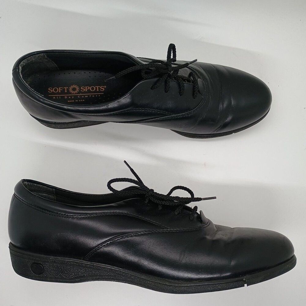 Softspots Shoes Women's Sz 10N Black Leather Upper Lace Up Comfort 511392